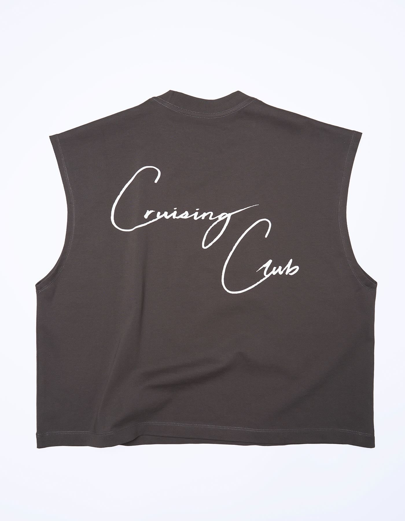 Cruising Club Crop Muscle Tank - Washed Black