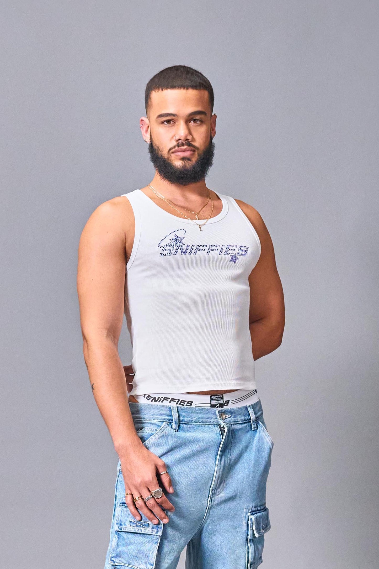 Rhinestone Cropped Ribbed Tank
