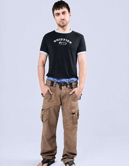 Varsity Cropped Ringer Tee - Black