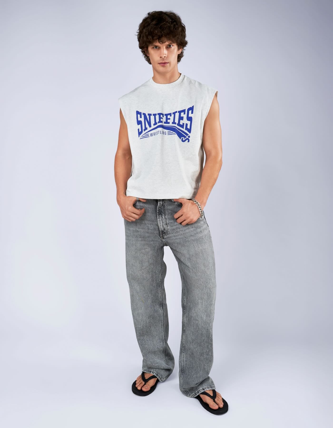 Wrestling Crop Muscle Tank - Light Grey