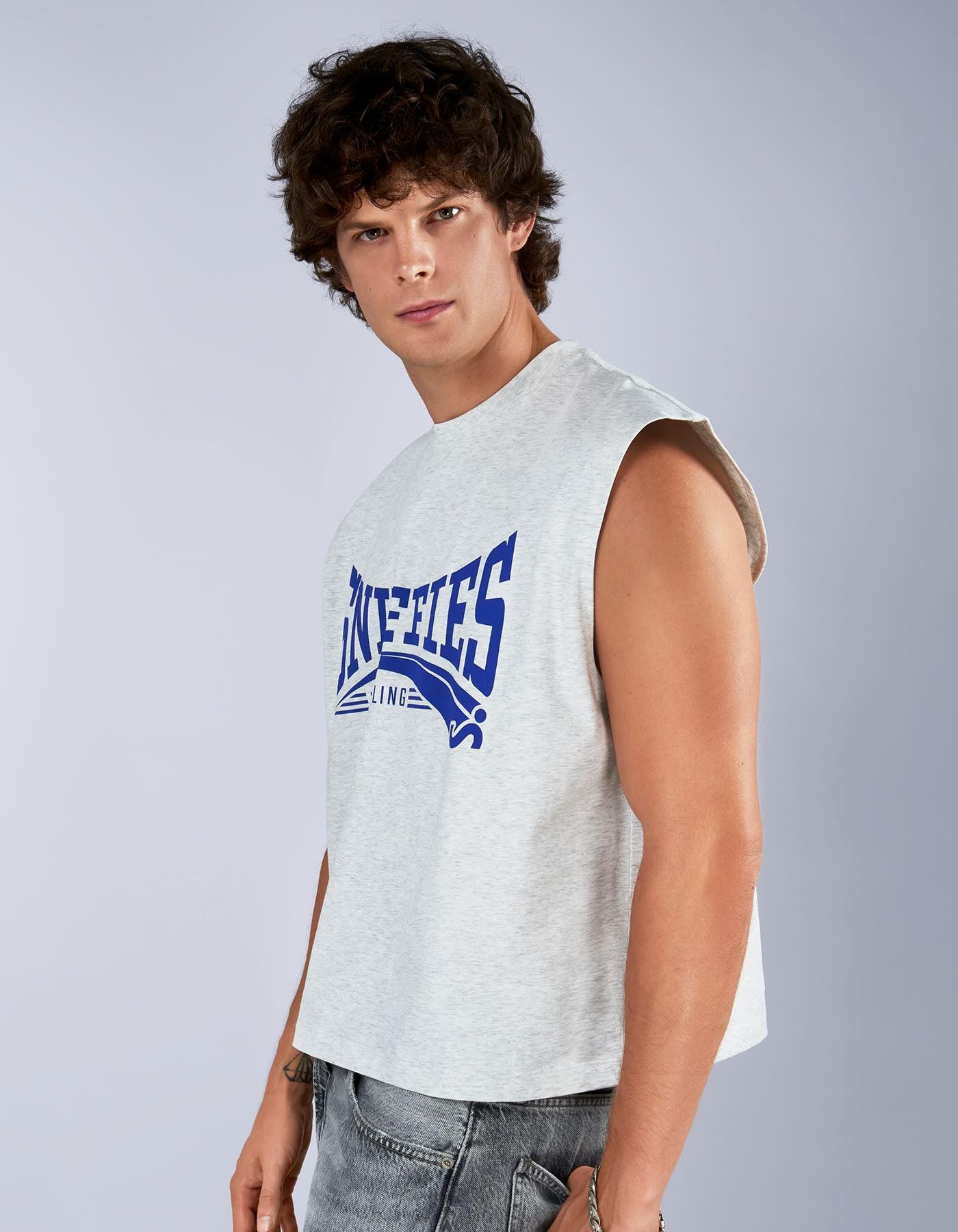 Wrestling Crop Muscle Tank - Light Grey