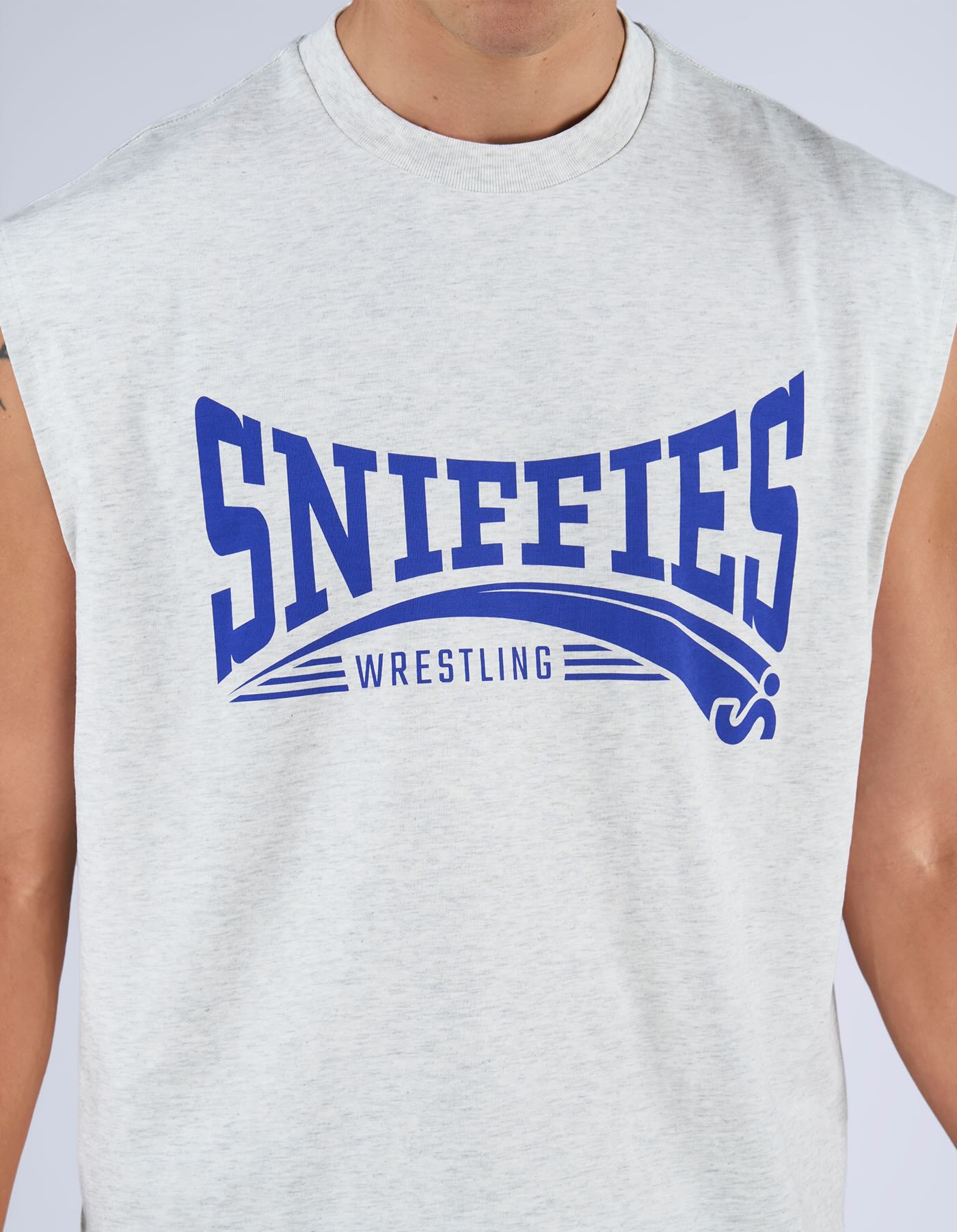 Wrestling Crop Muscle Tank - Light Grey