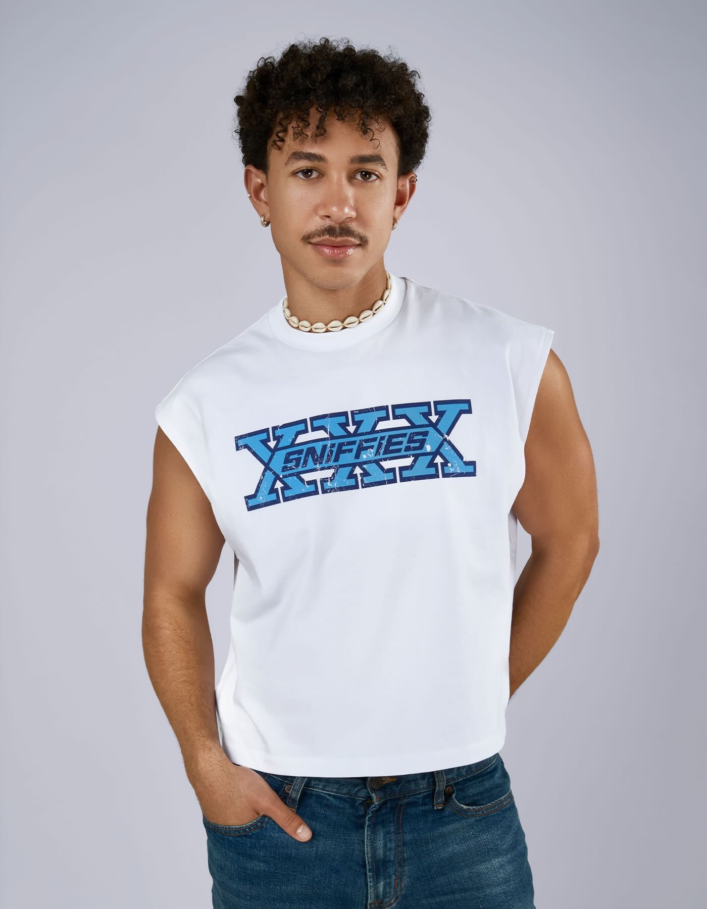 XXX Crop Muscle Tank - White