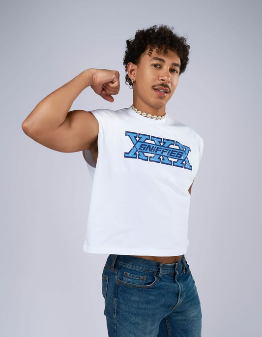 XXX Crop Muscle Tank - White