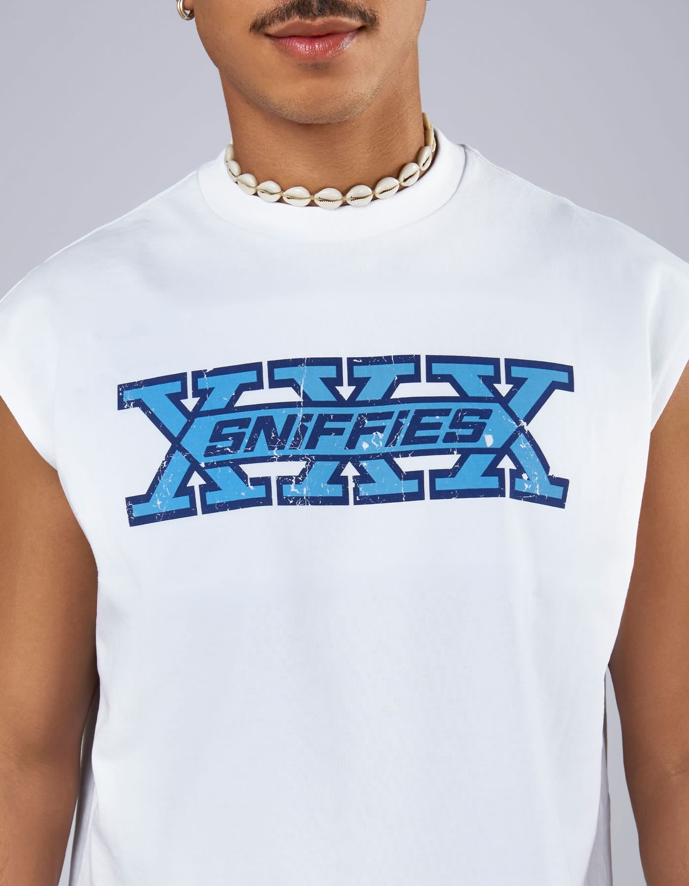 XXX Crop Muscle Tank - White
