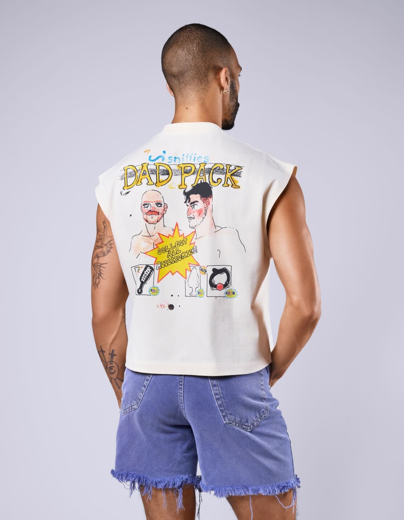 Dad Pack Crop Muscle Tank - Cream