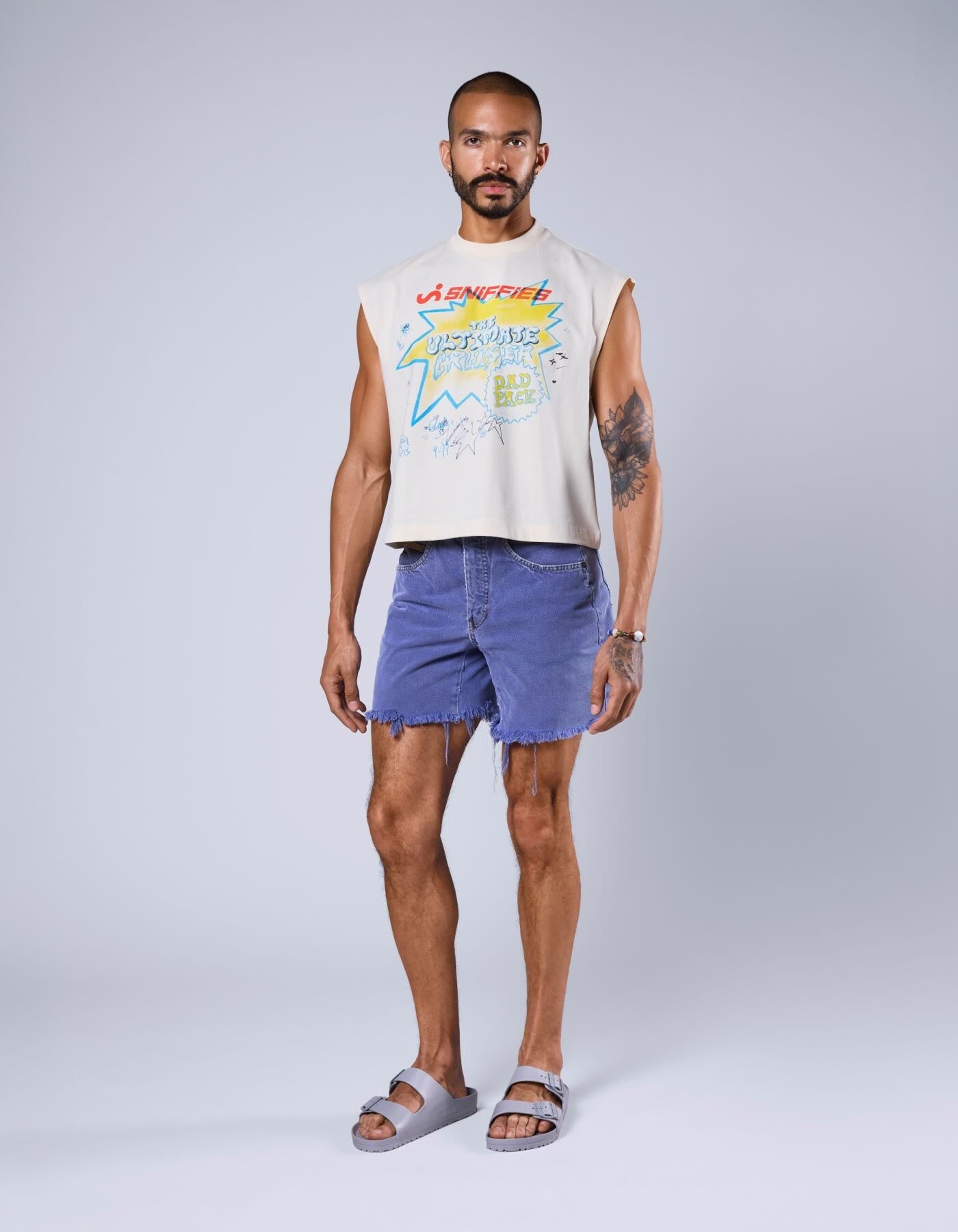 Dad Pack Crop Muscle Tank - Cream