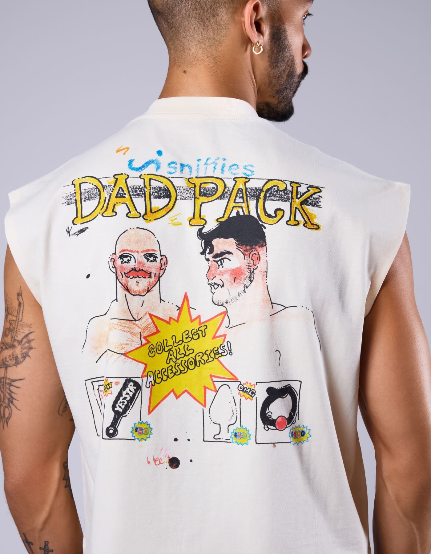 Dad Pack Crop Muscle Tank - Cream