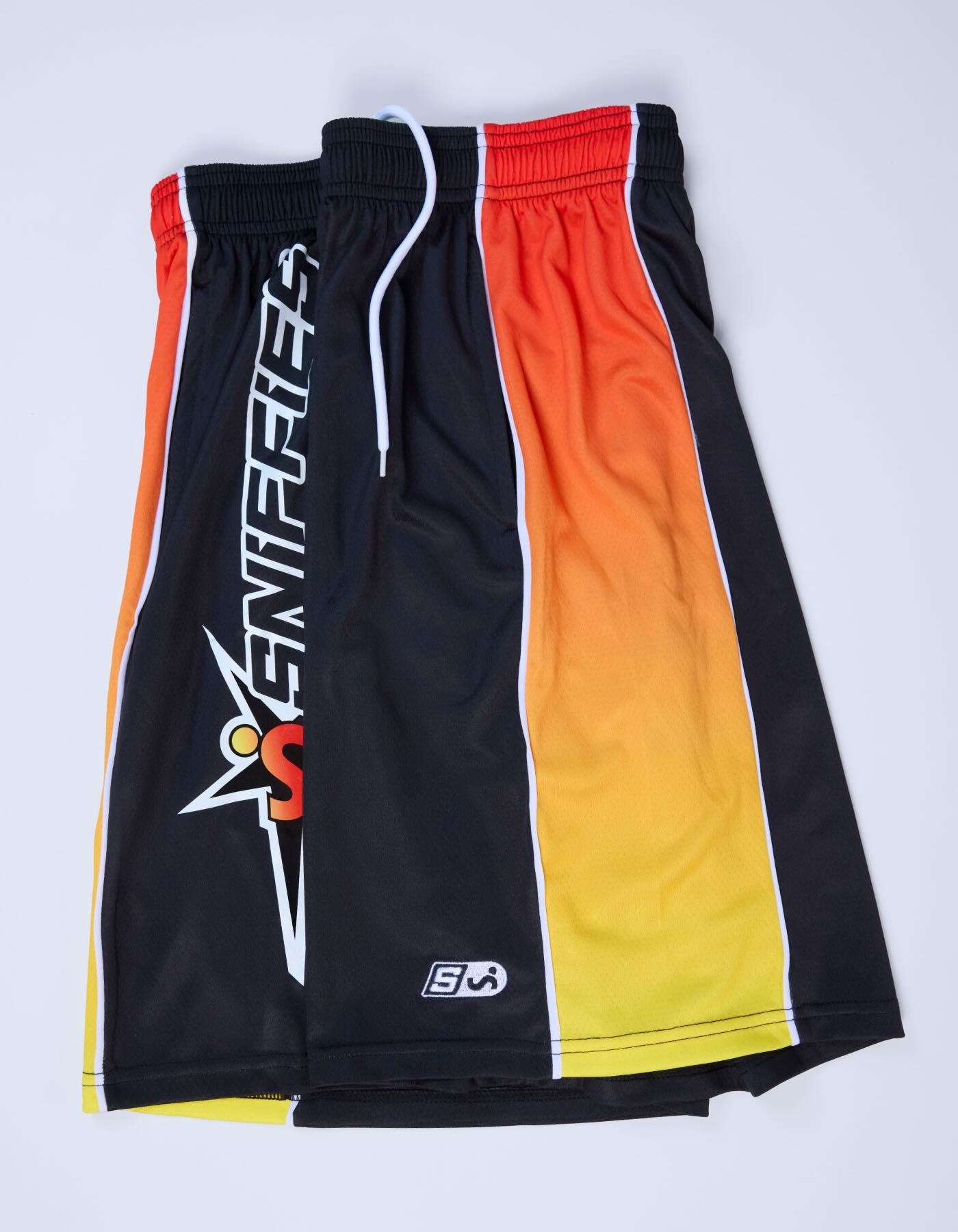 Flame-Panel Basketball Shorts - Black