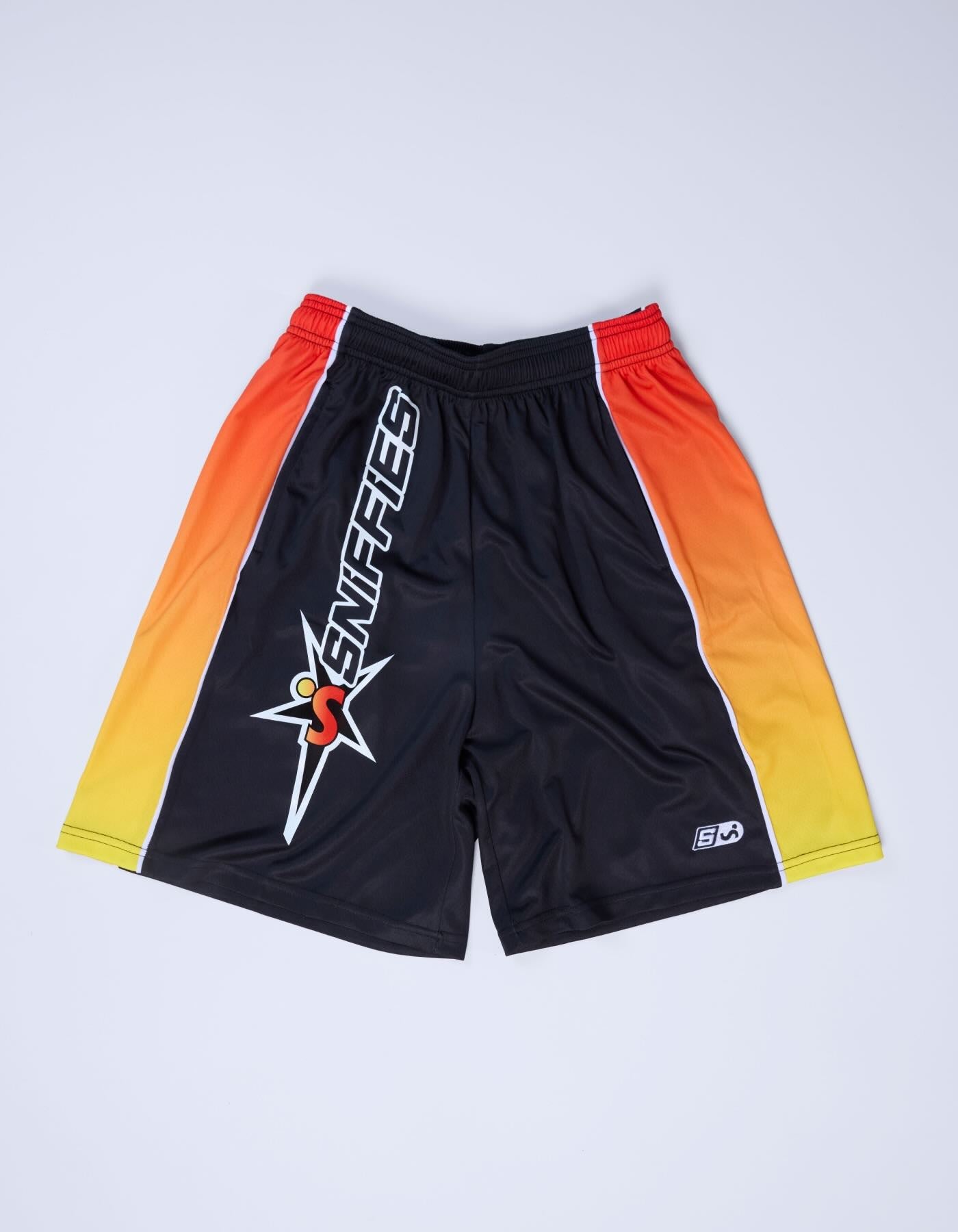 Flame-Panel Basketball Shorts - Black