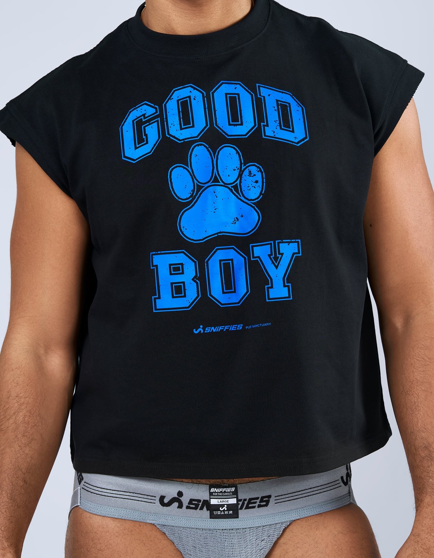 Good Boy Muscle Crop Tee - Black