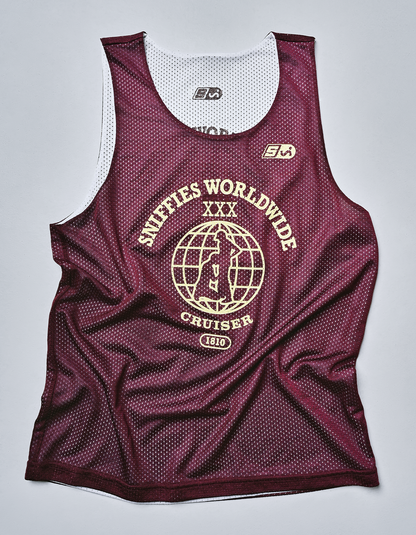 Worldwide Cruiser Reversible Mesh Jersey - Burgundy/White
