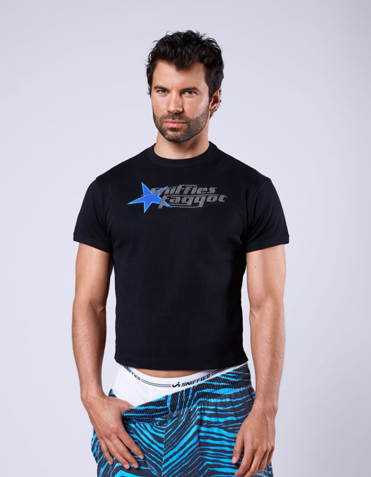 Studded Fagg*t Ribbed Tee - Black