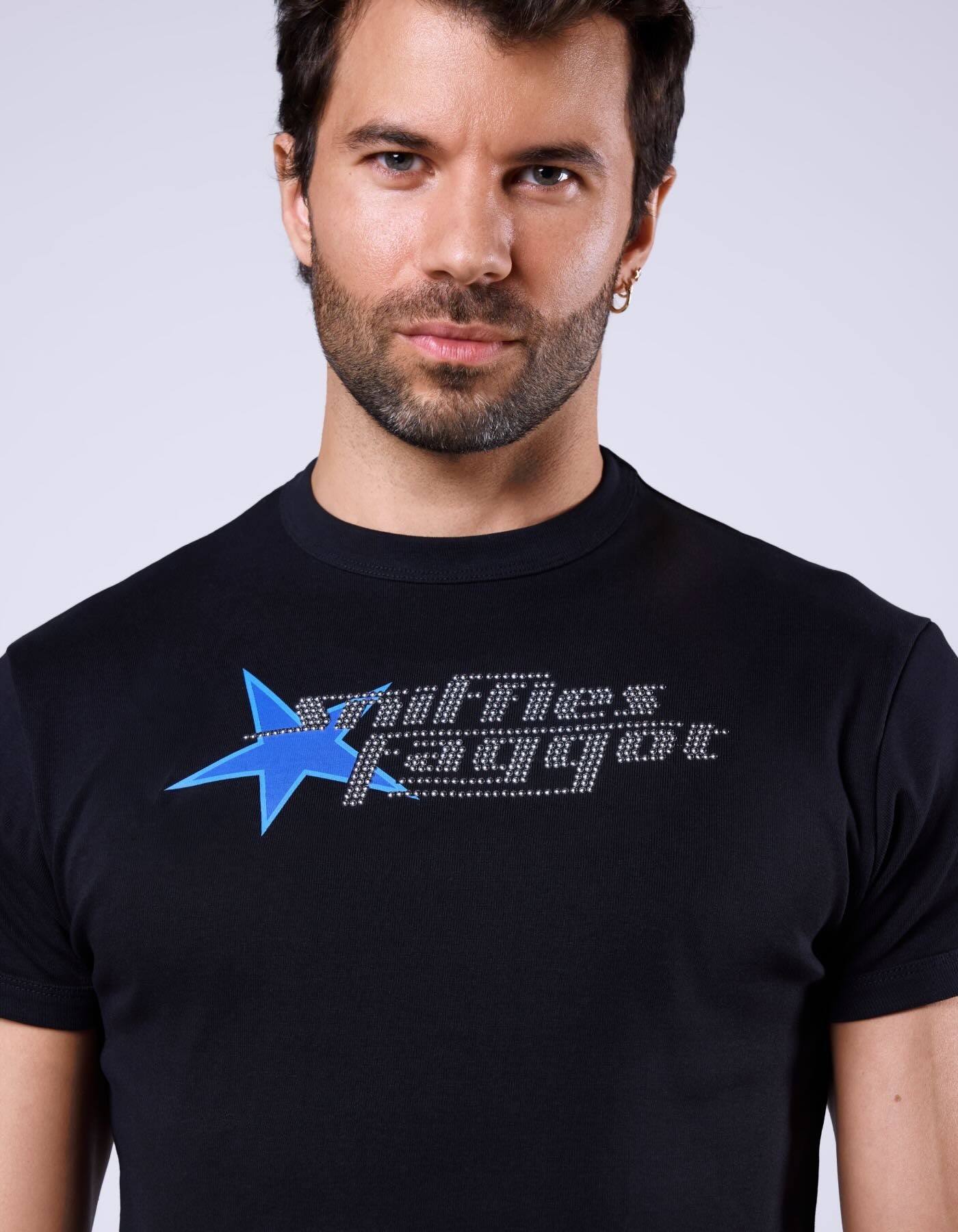 Studded Fagg*t Ribbed Tee - Black