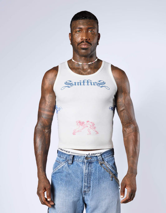 F*ckboy Tattoo Rib Tank - White